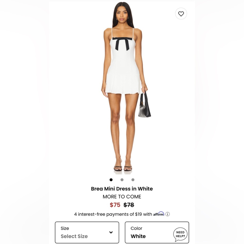 Elegant White Strapless Dress with Black Bow